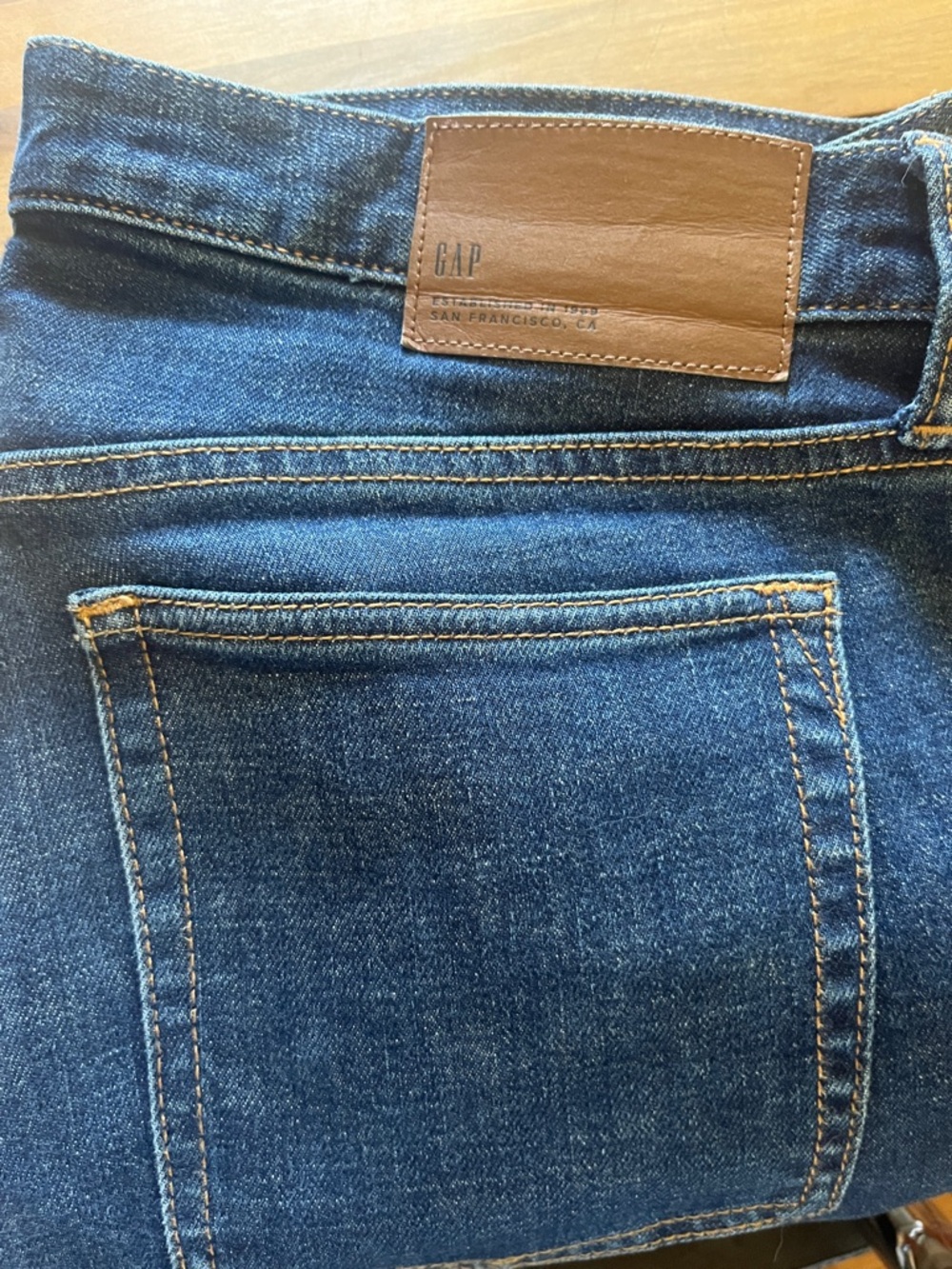 GAP Dark Blue Slim Denim Jeans with Brown Stitching